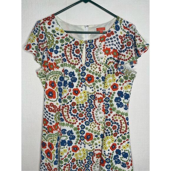 ModCloth Flirty Flair A-Line Floral Dress Large Crepe Mini Cottagecore Bloomcore - Picture 8 of 13